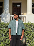 Box Fit Striped Green Shirt